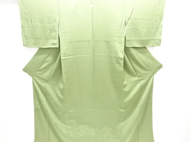 未使用品　扇青海波模様織り出し一つ紋付け下げ色無地着物